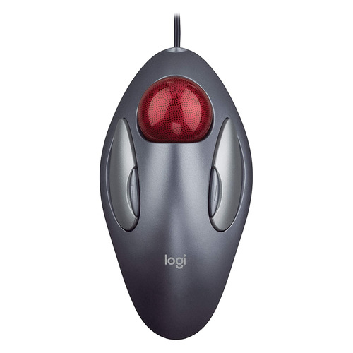 Трекбол Logitech Marble, проводная, USB, серый и серебристый [910-000808]