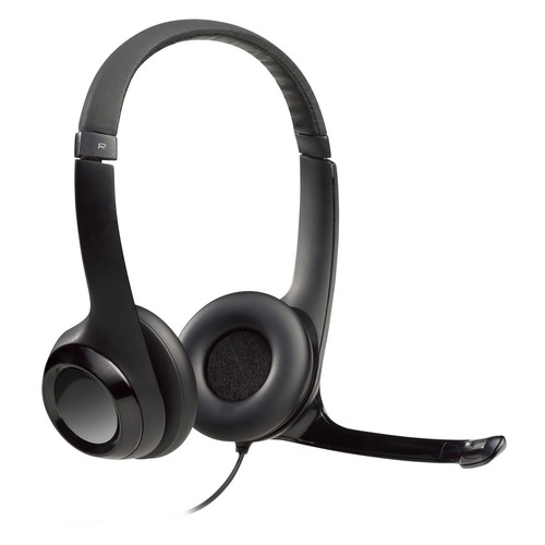 Гарнитура Logitech H390, для контактных центров, накладные, черный [981-000406]