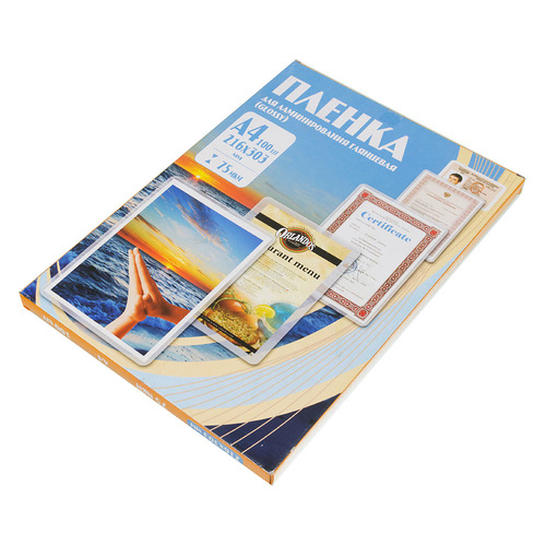 Пленка для ламинирования Office Kit PLP10023, 75мкм, 216х303 мм, 100шт., глянцевая, A4