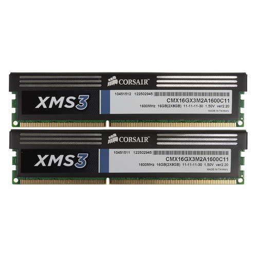 Модуль памяти Corsair XMS3 CMX16GX3M2A1600C11 DDR3 - 2x 8ГБ 1600, DIMM, Ret