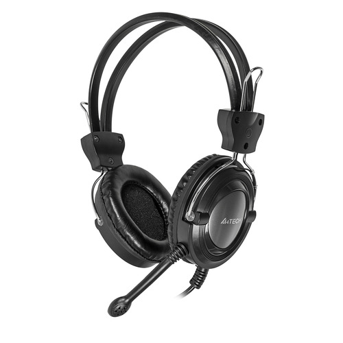 Гарнитура A4TECH HS-19, для компьютера, накладные, серебристый / черный [hs-19-1]