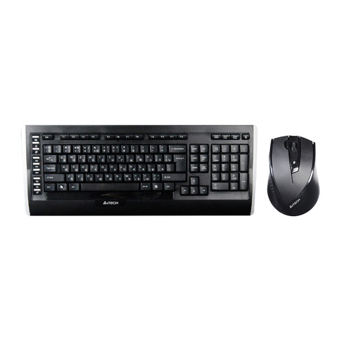 Комплект (клавиатура+мышь) A4TECH 9300F, USB, беспроводной, черный