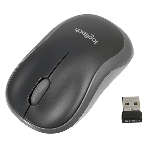 Мышь Logitech M185, оптическая, беспроводная, USB, серый [910-002238]