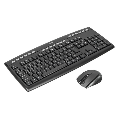 Комплект (клавиатура+мышь) A4TECH 9200F, USB 2.0, беспроводной, черный