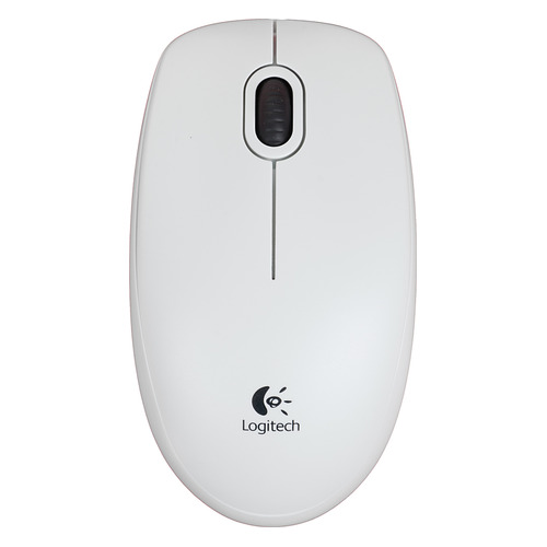 Мышь Logitech B100, оптическая, проводная, USB, белый [910-003360]