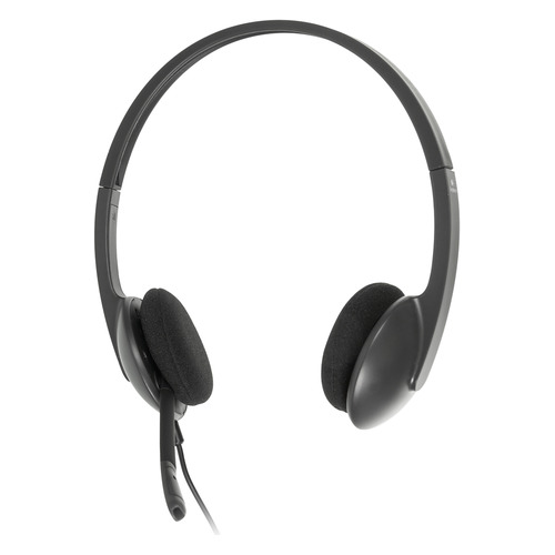 Гарнитура Logitech H340, для контактных центров, накладные, черный [981-000475]