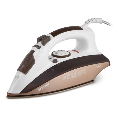 Утюг Vitek VT-1209 BN, 2400Вт, белый/ коричневый [1209-vt-02]