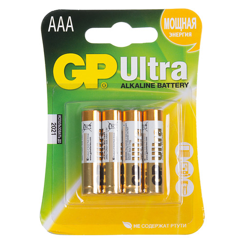 AAA Батарейка GP Ultra Alkaline 24AU LR03, 4 шт