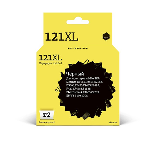 Картридж T2 CC641HE 121XL, IC-H641, черный / IC-H641