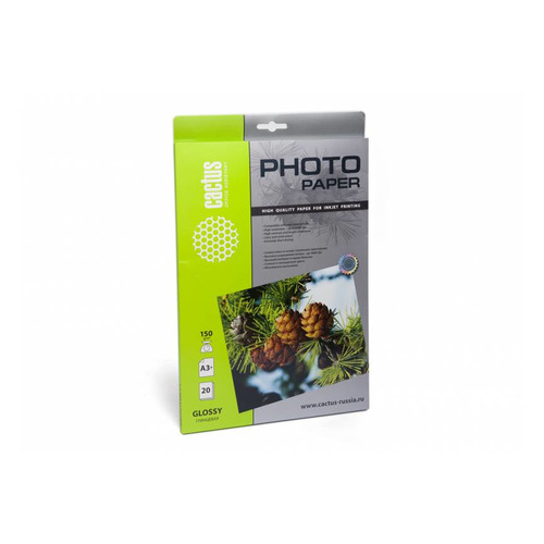Фотобумага Cactus CS-GA315020, A3+, 150г/м2, 20л, для струйной печати, белый, покрытие глянцевое