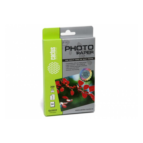 Фотобумага Cactus CS-GA620050, 200г/м2, 50л, для струйной печати, белый, покрытие глянцевое