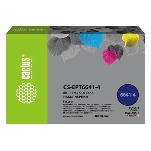 Чернила Cactus CS-EPT6644, для Epson, 100мл, желтый