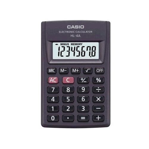 Калькулятор Casio HL-4A-W-EP, 8-разрядный, черный