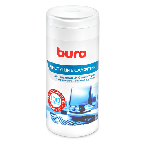 Влажные салфетки Buro BU-Tscreen, 100 шт (туба) для экранов мониторов/плазменных/ЖК телевизоров/ноутбуков
