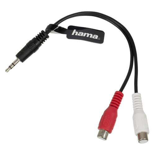 Адаптер аудио HAMA H-43365, 2хRCA (f) - Jack 3.5 (m) , черный [00043365]