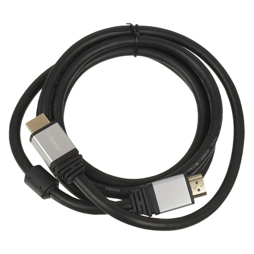 Кабель аудио-видео HAMA H-53760, HDMI (m) - HDMI (m) , ver 2.0, 1.8м, GOLD, ф/фильтр, черный [00053760]