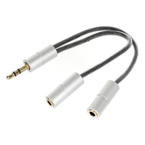 Кабель аудио HAMA H-80857, 2xJack 3.5 (f) - Jack 3.5 (m) , 0.1м, GOLD, серебристый [00080857]