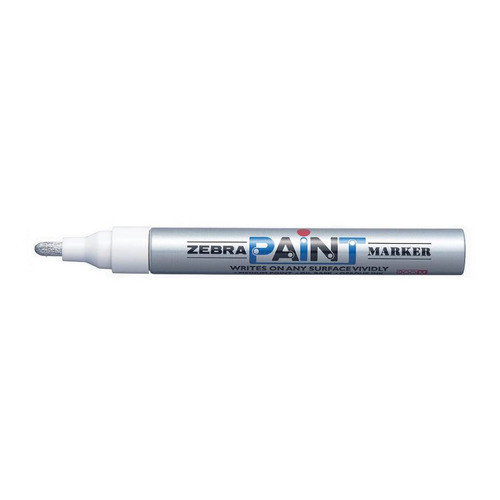 Упаковка маркеров перманентных Zebra PAINT, круглый пишущий наконечник, серебристый [51026] 10 шт./кор
