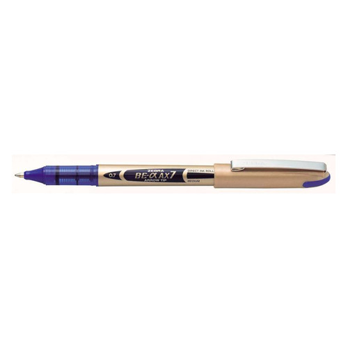 Ручка роллерн. Zebra Zeb-Roller BE& AX7 (15992Z) золотистый d=0.7мм синие одноразовая ручка стрелови 10 шт./кор