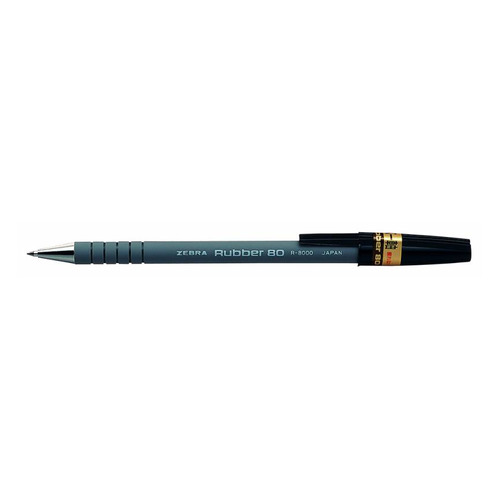Ручка шариковая Zebra RUBBER 80 0.7мм корпус кауч.микропор. черный черные чернила 10 шт./кор