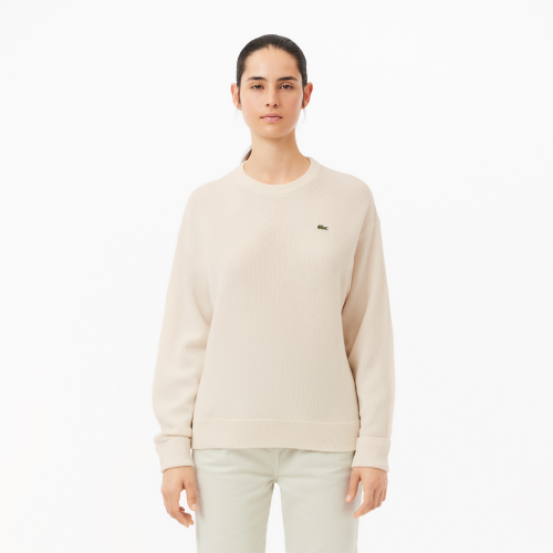 Женский шерстяной свитер Lacoste с круглым вырезом