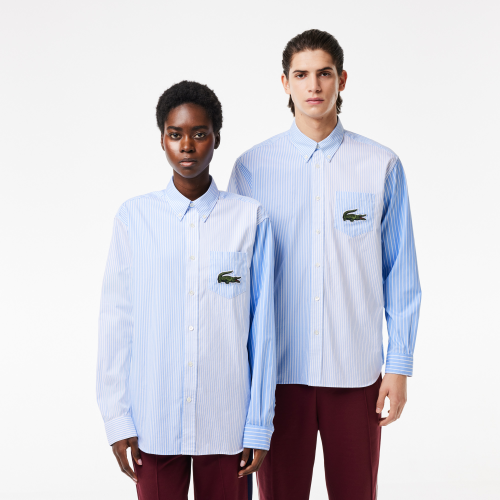 Хлопковая рубашка Lacoste Unisex в полоску