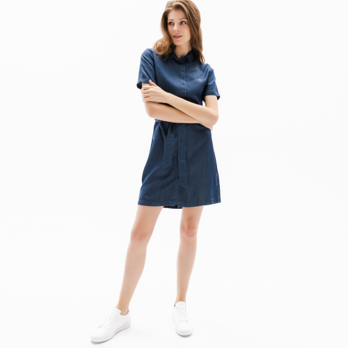Женское платье-рубашка Lacoste с коротким рукавом