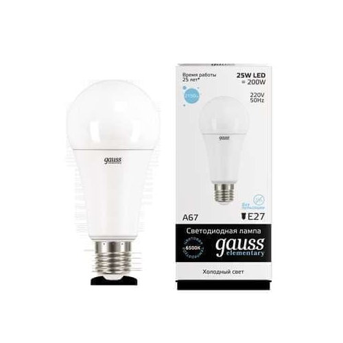 GAUSS Лампа светодиодная LED Elementary A67 25Вт E27 6500К Gauss 73235, 1шт