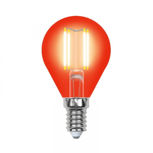 Uniel Led-g45-5w/red/e14 gla02rd лампа светодиодная. форма "шар". серия air color. красный свет. картон. тм uniel, 1шт, UL-00002985