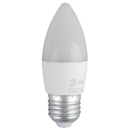 Лампочка светодиодная ЭРА RED LINE ECO LED B35-8W-827-E27 E27 / Е27 8Вт свеча теплый белый свет, 1шт, ЭРА, ECO LED B35-8W-827-E27, Б0030020