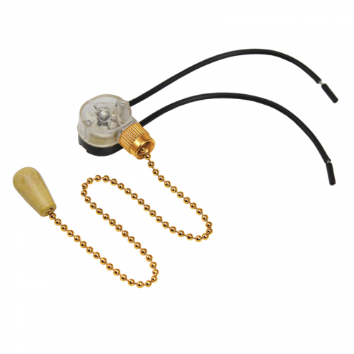 Выключатель для настенного светильника c проводом и деревянным наконечником «Gold», индивидуальная упаковка, 1 шт. REXANT, 1шт, REXANT, 32-0104-1