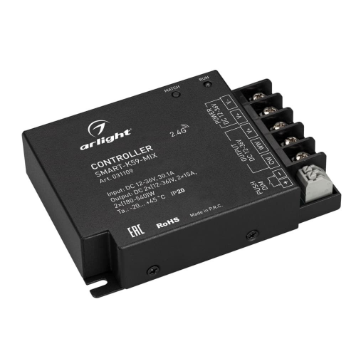 Контроллер SMART-K59-MIX (12-36V, 2x15A, 2.4G), 1шт, Arlight, 031109