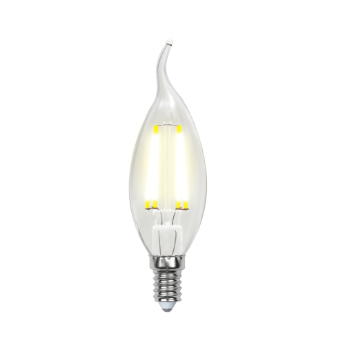 Led-cw35-7,5w/nw/e14/cl gla01tr лампа светодиодная. форма "свеча на ветру", прозрачная. серия air. белый свет (4000K). Картон. ТМ Uniel, 1шт, UL-00003296
