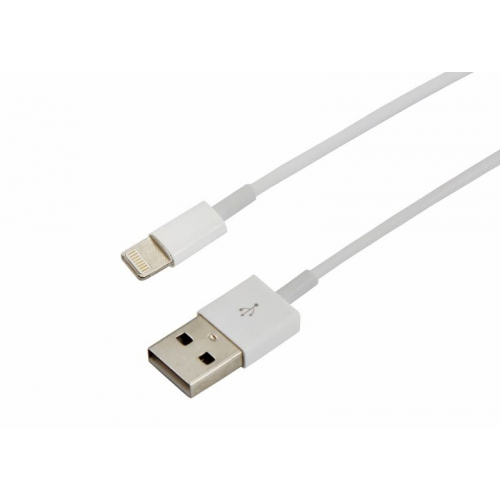 Usb-lightning кабель для iphone/pvc/white/1m/rexant/ оригинал (чип MFI), 1шт, REXANT, 18-0000