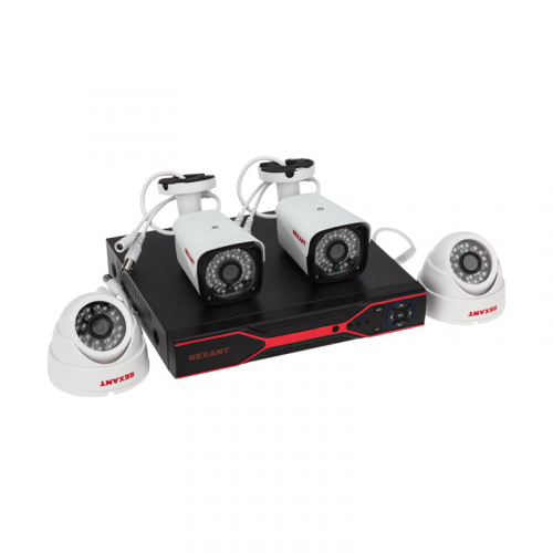 Комплект видеонаблюдения REXANT 2 наружные и 2 внутренние камеры AHD/2.0 Full HD, 1шт, REXANT, 45-0522