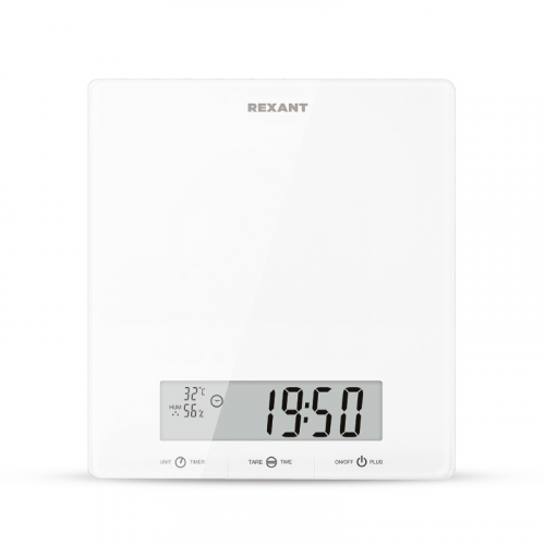 Весы кухонные электронные мультифункциональные, белые/стекло/до 5 кг REXANT, 1шт, REXANT, 72-1007