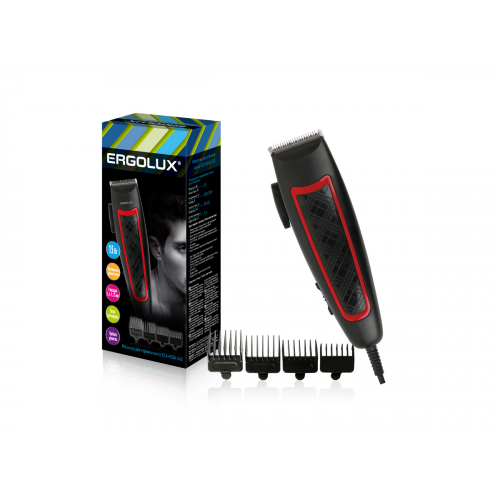 Машинка для стрижки волос ELX-HC04-C43 черн. с красн. 15Вт 220-240В Ergolux 14395, 1шт