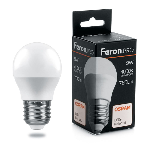 Лампа светодиодная Feron.PRO LB-1406 Шарик E27 6W 2700K OSRAM LED, 1шт, Feron, 38068