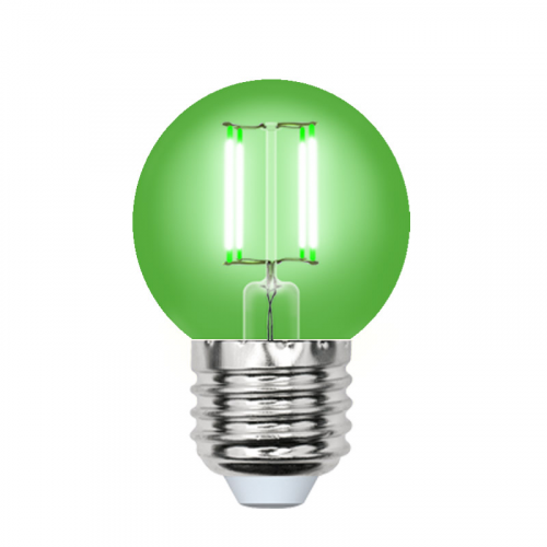 Uniel Led-g45-5w/green/e27 gla02gr лампа светодиодная. форма "шар". серия air color. зеленый свет. картон. тм uniel, 1шт, UL-00002988