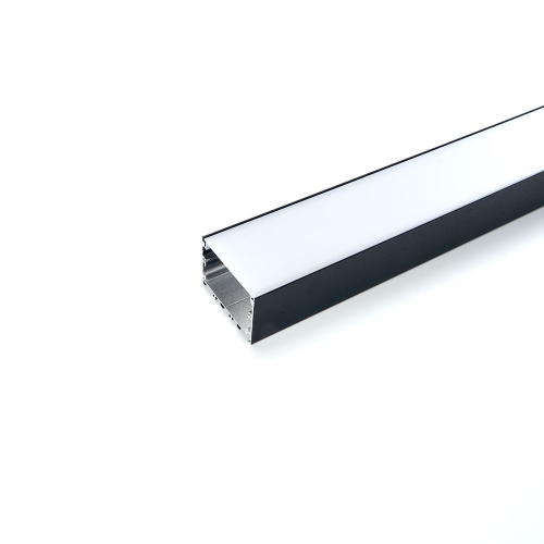 Профиль алюминиевый "Линии света" накладной, черный, CAB257 с матовым экраном, 2 заглушками, 4 крепежами в комплекте, 1шт, Feron, 10370