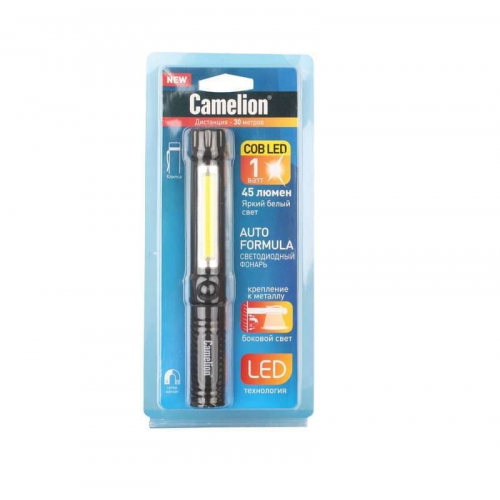 Фонарь-ручка LED51521 COB LED+1W LED 3XR03 пластик магнит клипса блистер Camelion 13361, 1шт