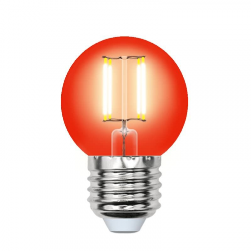 Uniel Led-g45-5w/red/e27 gla02rd лампа светодиодная. форма "шар". серия air color. красный свет. картон. тм uniel, 1шт, UL-00002986