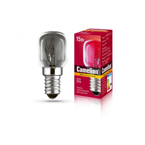 Лампа накаливания MIC 15-PT-CL-E14 для духовок Camelion 12979, 1шт