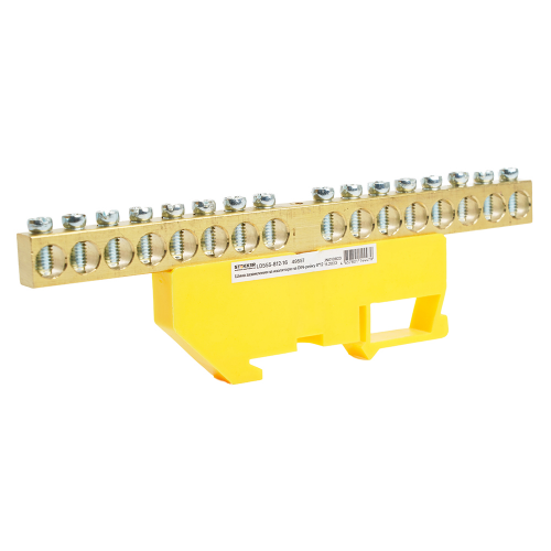 Шина "PE" на изоляторе 8*12 на DIN-рейку 16 выводов, желтый, LD555-812-16, 1шт, STEKKER, 49557