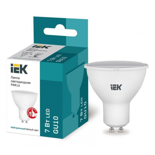 IEK Лампа светодиодная ECO PAR16 софит 7Вт 230В 4000К GU10 ИЭК LLE-PAR16-7-230-40-GU10, 1шт