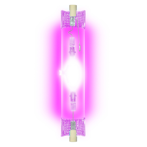 Лампа Uniel металогалогенная линейная MH-DE-150/PURPLE/R7s обладает цоколем R7s и мощностью 150 вт, пурпурный цвет свечения, 1шт, 04851