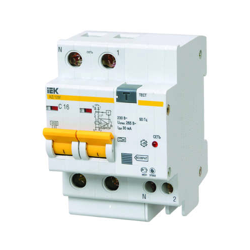 IEK Выключатель автоматический дифференциального тока 2п C 16А 30мА тип A 4.5кА АД-12М ИЭК MAD12-2-016-C-030, 1шт