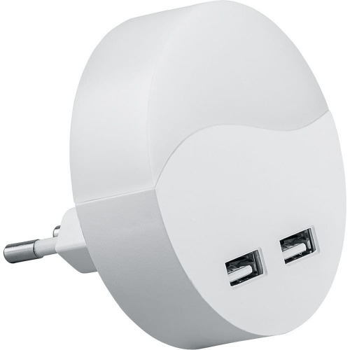 Светильник-ночник c USB выходами 0,45W 230V круг, белый FN1122, 1шт, Feron, 41021