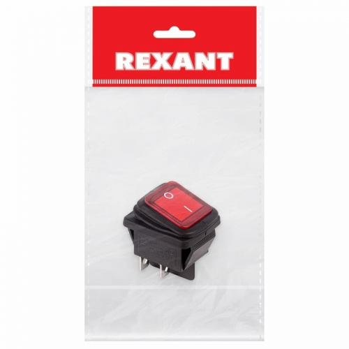 Выключатель клавишный 250V 15А (4с) ON-OFF красный с подсветкой ВЛАГОЗАЩИТА (RWB-507) REXANT Индивидуальная упаковка 1 шт, 1шт, REXANT, 36-2360-1