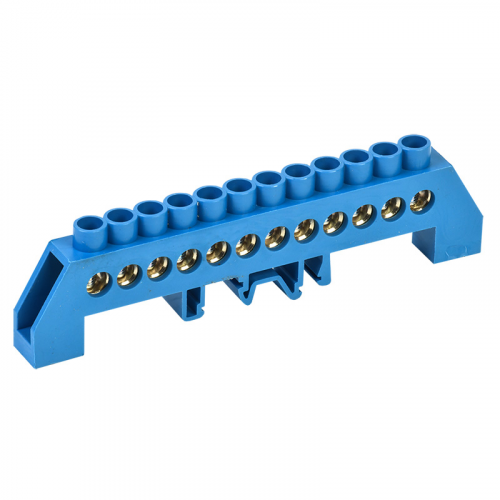 Шина «N» нулевая в комбинированном синем изоляторе на DIN-рейку 8x12 мм 12 групп REXANT, 1шт, REXANT, 11-2318